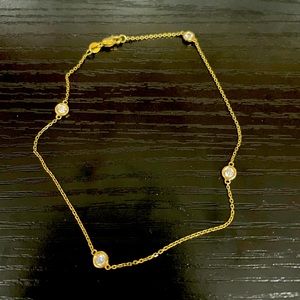 Custom Solid 14K Gold Anklet with Crystals